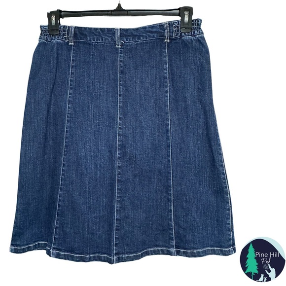 Sag Harbor Dark Blue Denim A-Line Skirt with Red Embroidery - Picture 3 of 8